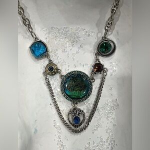 PATRICIA LOCKE RARE VINTAGE CASCADING MULTICOLOR CRYSTAL NECKLACE (NK0339)